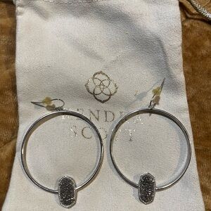 Kendra Scott Elora Silver Platinum Drusy Hoop Earrings